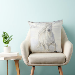 Dyfra the Icelandic Horse Galloping in Snow Cushion
