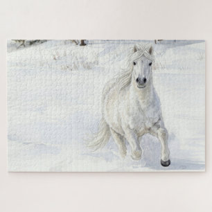 Dyfra the Icelandic Horse Galloping in Snow Jigsaw Puzzle