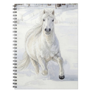 Dyfra the Icelandic Horse Galloping in Snow Notebook
