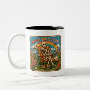 Dying For A Cuppa Retro Skeleton Tea Two-Tone Coffee Mug