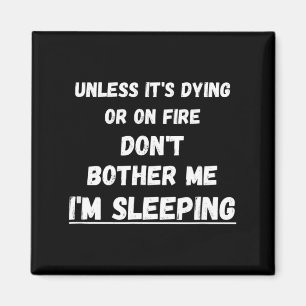 Dying Or On Fire Don't Bother Me I'm Sleeng Funny  Magnet