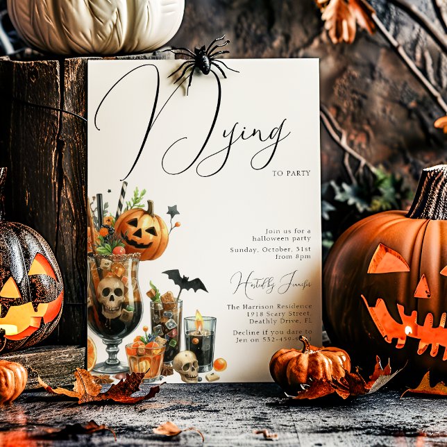 Dying To Party Adult Halloween Party Invitation (Creator Uploaded)