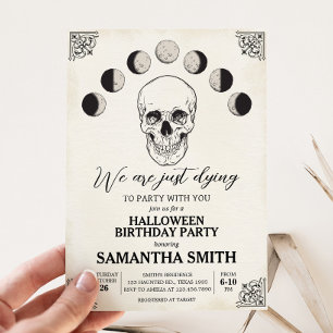 Dying to Party Skull Halloween Birthday Party Invitation