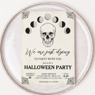Dying to Party Skull Halloween Party Invitation