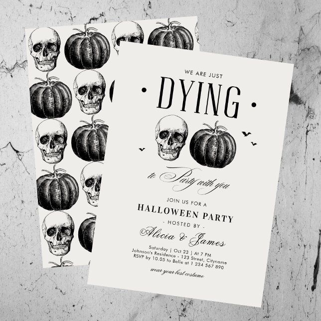 Dying to Party Vintage Adult Halloween Invitation (Creator Uploaded)
