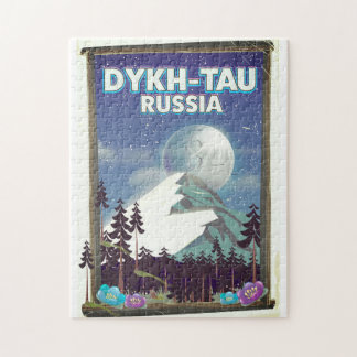 Dykh-Tau Russia travel poster. Jigsaw Puzzle