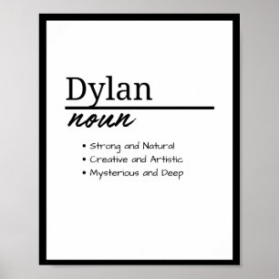 Dylan, Boy Personalised Name Definition Poster