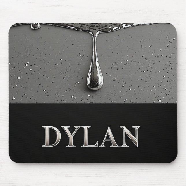 Dylan Chrome Nameplate With Liquid Metal Drips Mouse Mat (Front)