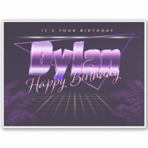 Dylan Name First name lila retro Sticker Birthday