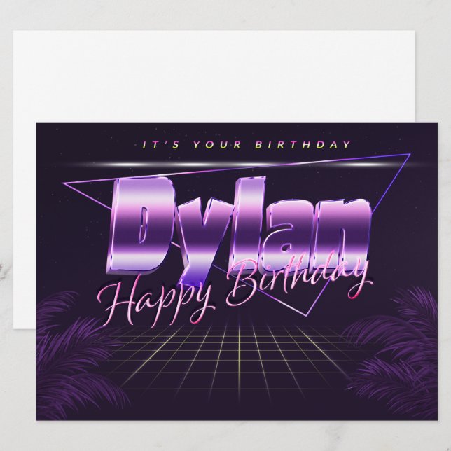 Dylan Name First name pura retro card Birthday (Front/Back)
