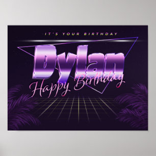 Dylan Name Vorname lila retro Poster Geburtstag