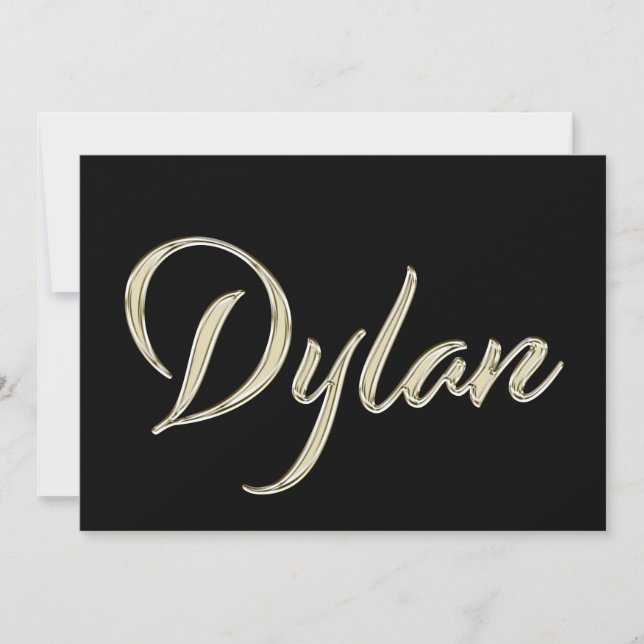 Dylan Name white gold Handwriting Card (Front)