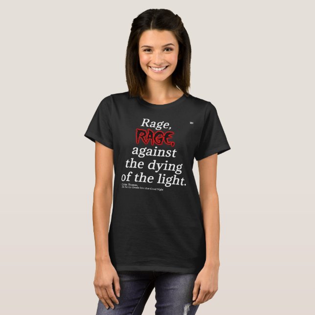 Dylan Thomas "Rage" Women's Basic Black Tee (Front Full)