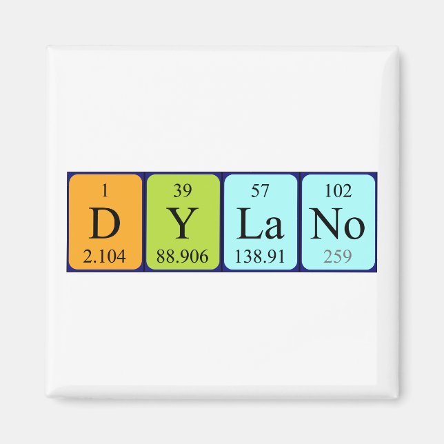 Dylano periodic table name magnet (Front)