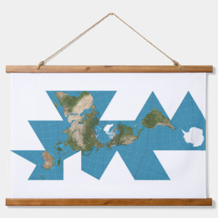 Dymaxion world map or Fuller world map projection  Hanging Tapestry