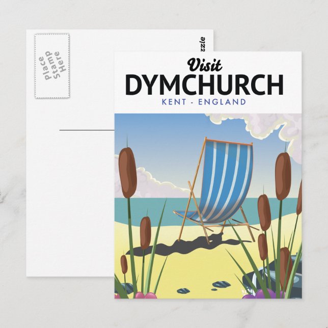 Dymchurch Kent seaside travel poster Postcard (Front/Back)