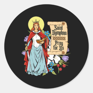 Dymphna Purity Lily Patron Saint Mental Health Cat Classic Round Sticker