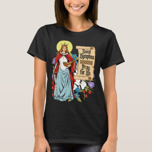 Dymphna Purity Lily Patron Saint Mental Health Cat T-Shirt