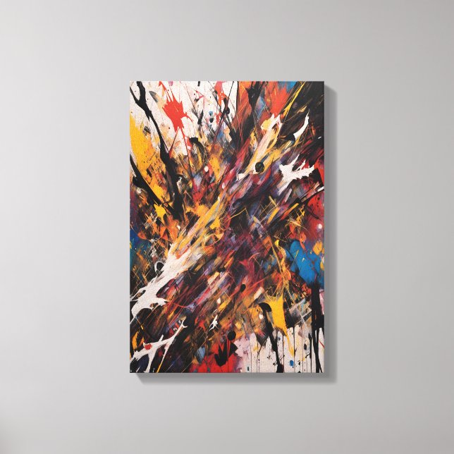 Dynamic Abstract Action Expressionist Vibrant Art Canvas Print (Front)