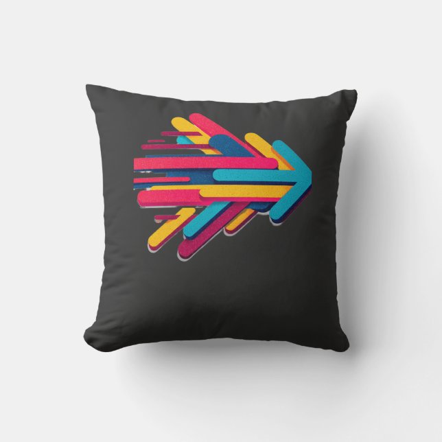 Dynamic Abstract Arrow Speed Graphic Long Sleeve T Cushion (Front)