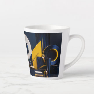 Dynamic Abstract Art with Navy, Gold, and Marble Latte Mug