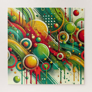 Dynamic Abstract Artwork with Colourful Circles Jigsaw Puzzle
