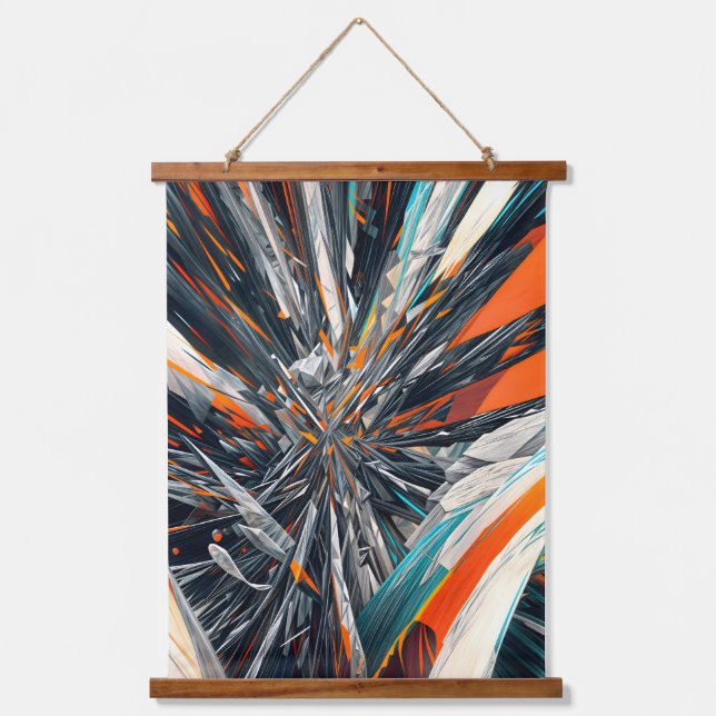 Dynamic Abstract Burst – Geometric Explosion Art Hanging Tapestry (Front)