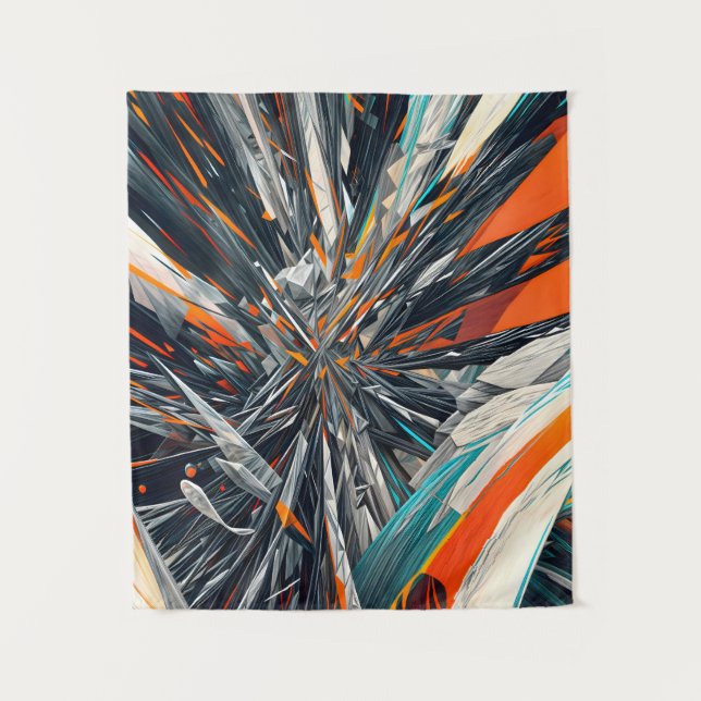 Dynamic Abstract Burst – Geometric Explosion Art Tapestry (Front)