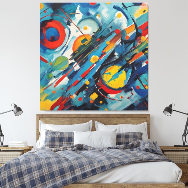 Dynamic Abstract Composition Celestial Collision Canvas Print (Insitu(Bedroom))
