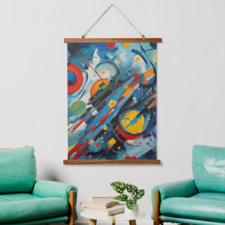 Dynamic Abstract Composition Celestial Collision Hanging Tapestry