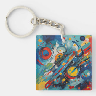 Dynamic Abstract Composition Celestial Collision Key Ring