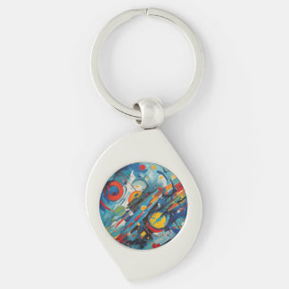 Dynamic Abstract Composition Celestial Collision Key Ring