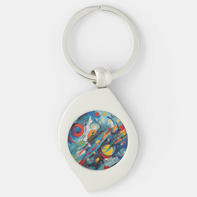 Dynamic Abstract Composition Celestial Collision Key Ring (Front)