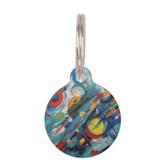 Dynamic Abstract Composition Celestial Collision Pet Tag (Front)