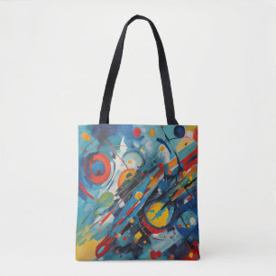 Dynamic Abstract Composition Celestial Collision Tote Bag