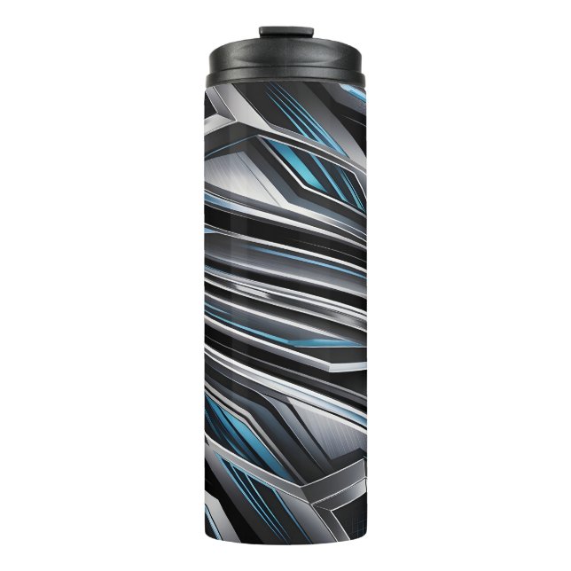 Dynamic Abstract Design of Interlocking Metallics Thermal Tumbler (Front)