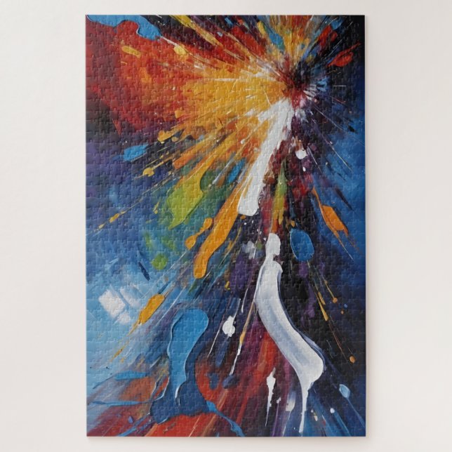 Dynamic Abstract Explosion Colourful Oil Painting Jigsaw Puzzle (Vertical)
