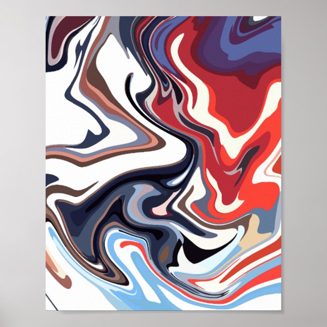 Dynamic Abstract Fluid Art with Bold Colours Poster (Front)