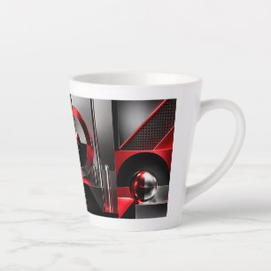 Dynamic Abstract Geometric Art Red And Black Gift Latte Mug