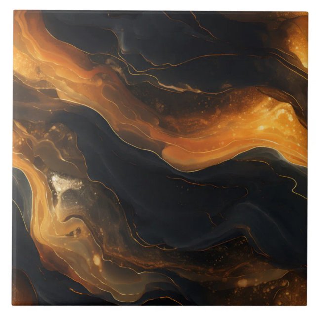 Dynamic Abstract Lava Flow Tile (The complete printed tile design. Tiles sold individually.)