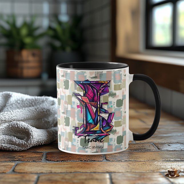 Dynamic Abstract Monogram Mug - I for Isaac (Creator Uploaded)