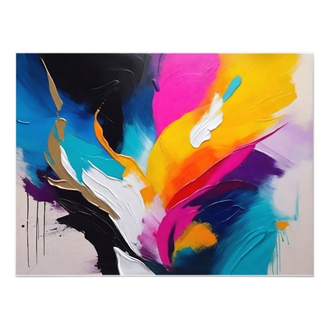 Dynamic Abstract Oil Painting, Thick Brush Strokes Photo Print (Front)