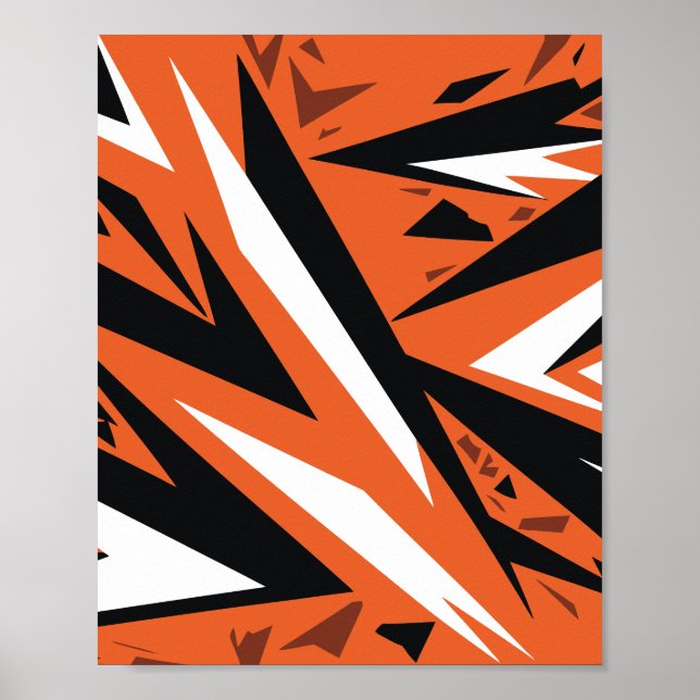 Dynamic Abstract Orange & Black Geometric Pattern Poster (Front)