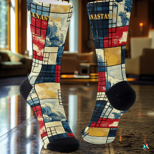 Dynamic Abstract : Retro Geometric Meets Ocean Socks