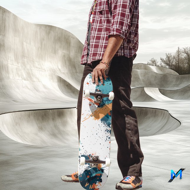 Dynamic Abstract Splatter - Modern Minimalist  Skateboard (Creator Uploaded)