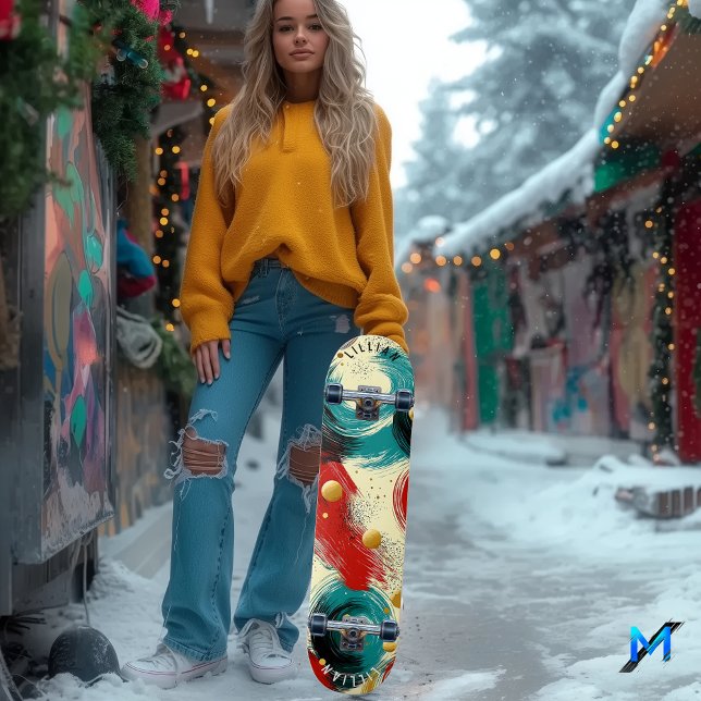Dynamic Abstract Waves with Bold Textures Skateboard (Creator Uploaded)