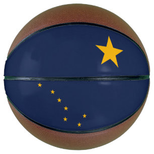 Dynamic Alaska State Flag Graphic on a Basketball