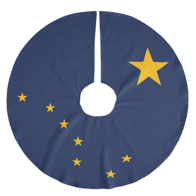 Dynamic Alaska State Flag Graphic on a Brushed Polyester Tree Skirt (Front)