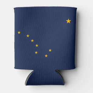 Dynamic Alaska State Flag Graphic on a Can Cooler