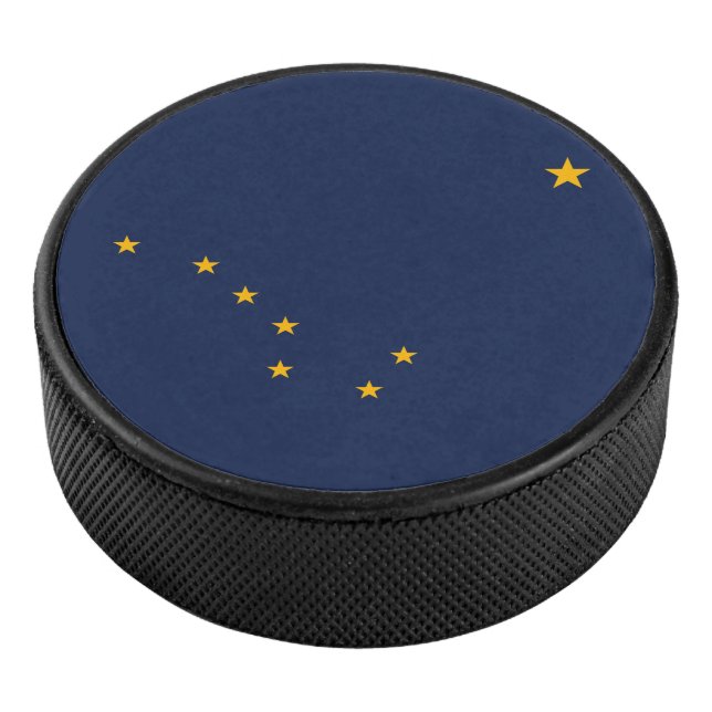 Dynamic Alaska State Flag Graphic on a Hockey Puck (3/4)